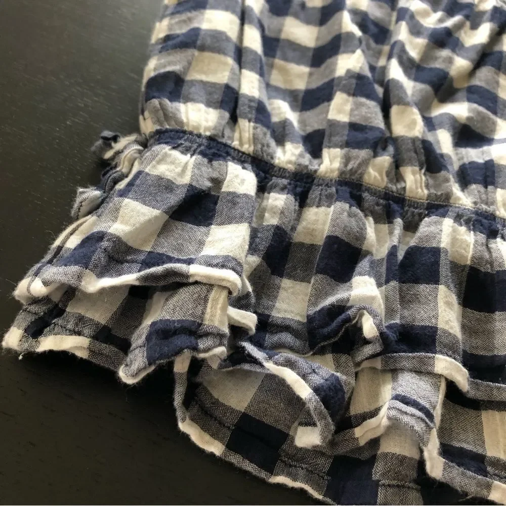 Janie and Jack Plaid Strawberry Sleeveless Dress Baby Girl‎ 6-12 Mos Navy White